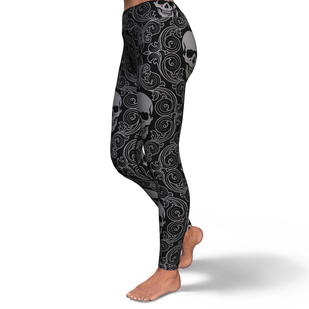 Women's Vintage Gothic Skulls Victorian High-waisted Yoga Leggings