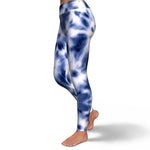 Women's Blue Monotone Tie-Dye High-waisted Yoga Leggings