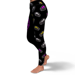 Women's Neon Gothic Crosses Coffins & Covens High-wasted Yoga Leggings