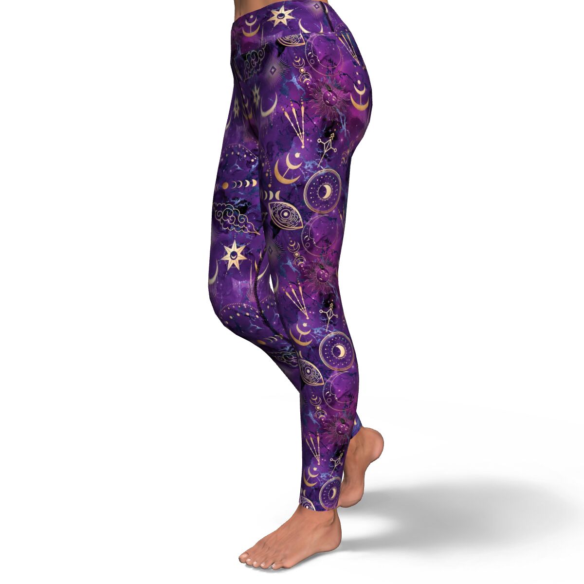 Women's Mystic Pink Astrological Tarot High-rise Yoga Leggings