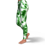 Women's Green Monotone Tie-Dye High-waisted Yoga Leggings
