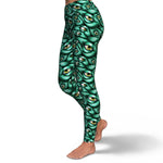 Women's Green Monster Eyes Halloween High-waisted Yoga Leggings Front