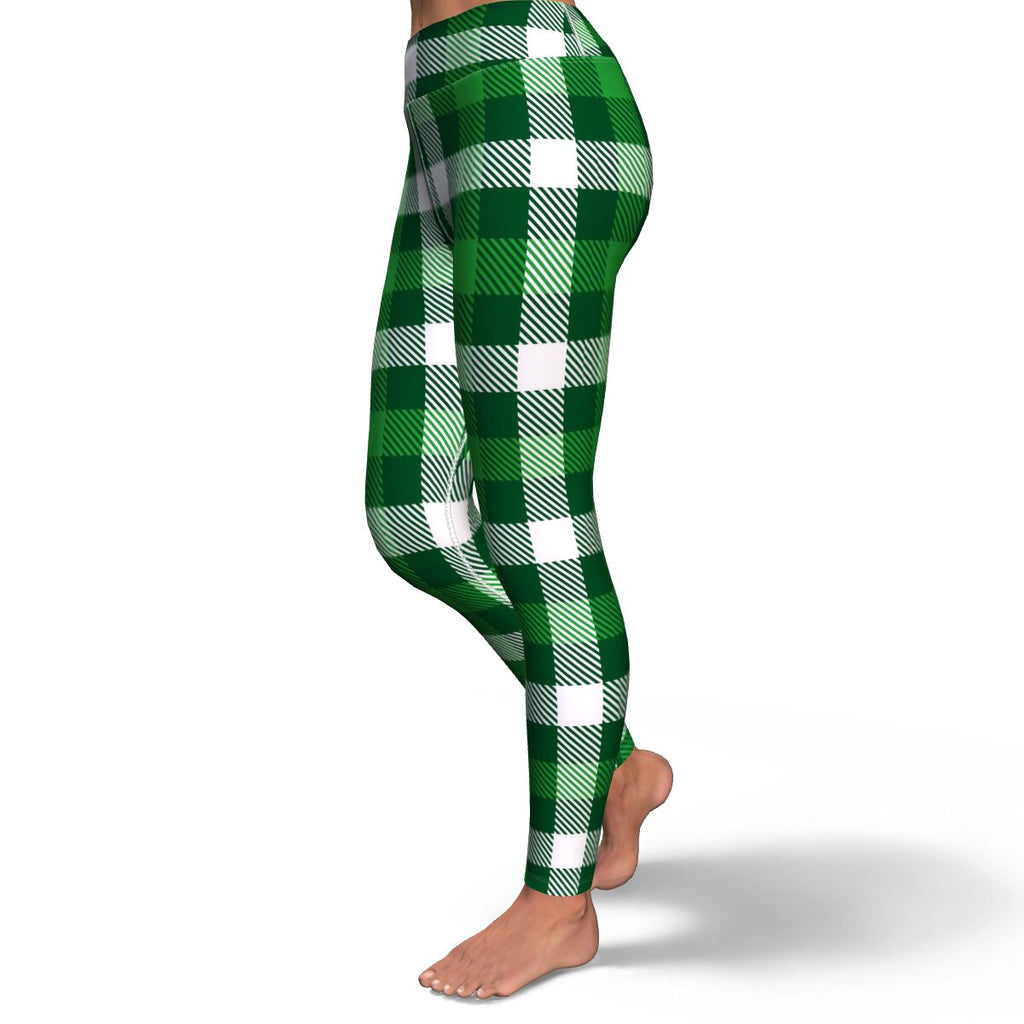 Women's Irish Green Tartan St. Patrick's Day High-waisted Yoga Leggings