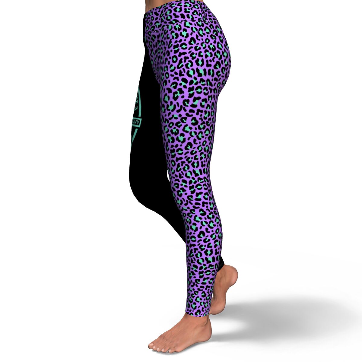 Women's Purple Wild Leopard Cheetah Print High-waisted Yoga Leggings Left