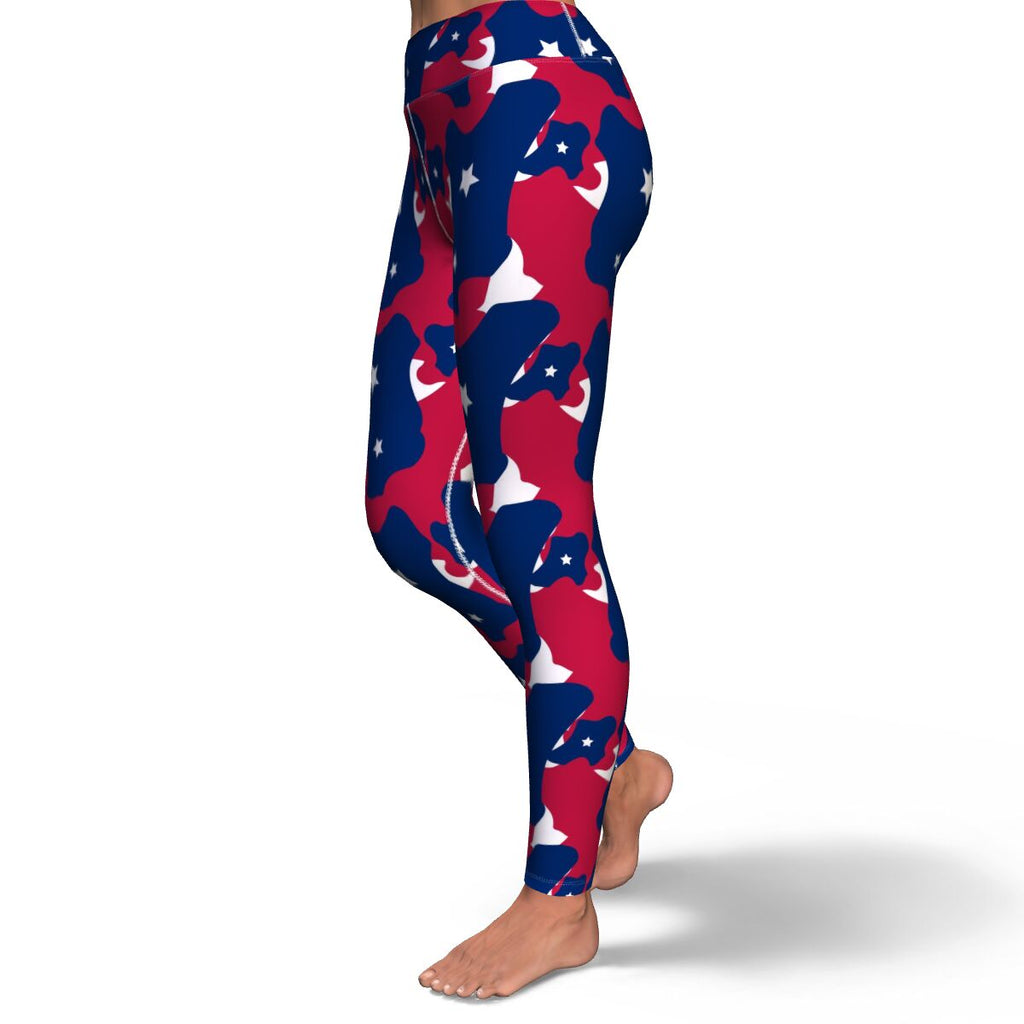 Women's Fourth Of July Stars Red White Blue USA Camouflage High-waisted Yoga Leggings