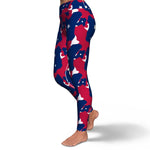 Women's Fourth Of July Stars Red White Blue USA Camouflage High-waisted Yoga Leggings