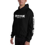 Iron Discipline Unisex Classic Horizontal Hoodie Fitness Sweatshirt Front Left Side Black