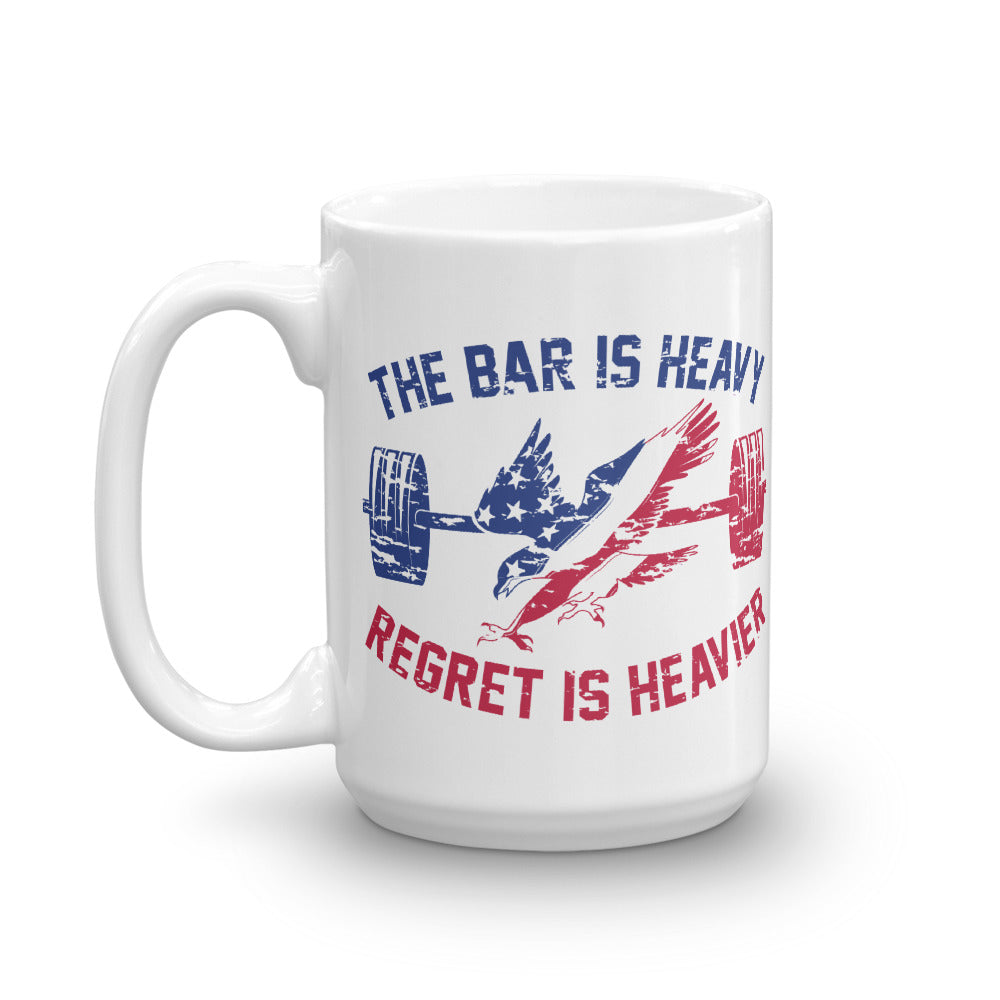 Bar Is Heavy Regret Is Heavier USA Fitness WOD Gym Coffee Mug 15Oz Large Left