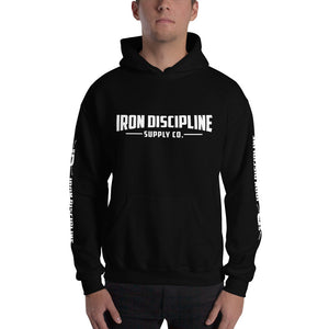 Iron Discipline Unisex Classic Horizontal Hoodie Fitness Sweatshirt Front Black