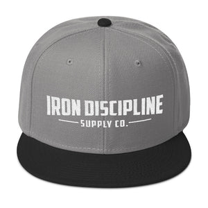 Unisex Iron Discipline Horizontal Logo Gym WOD Snapback Silver BlackHat
