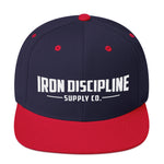 Unisex Iron Discipline Horizontal Big Head Gym WOD Snapback Navy Red Hat