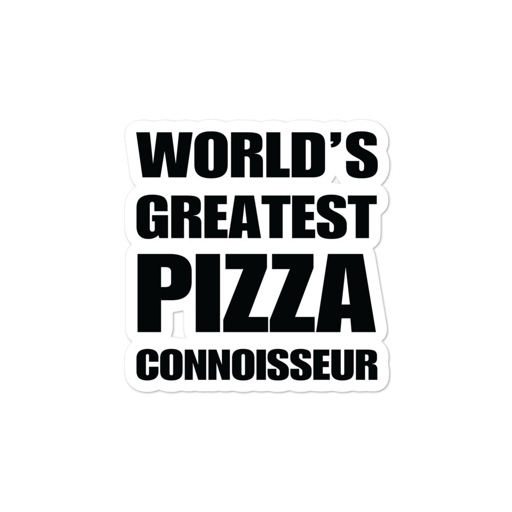 Funny World's Greatest Pizza Connoisseur Die-Cut Vinyl Sticker Small