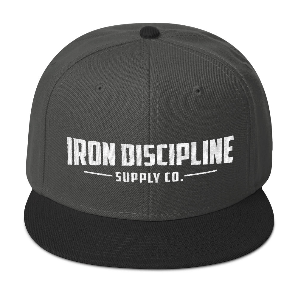 Unisex Iron Discipline Horizontal Logo Gym WOD Snapback Dark Grey Black Hat