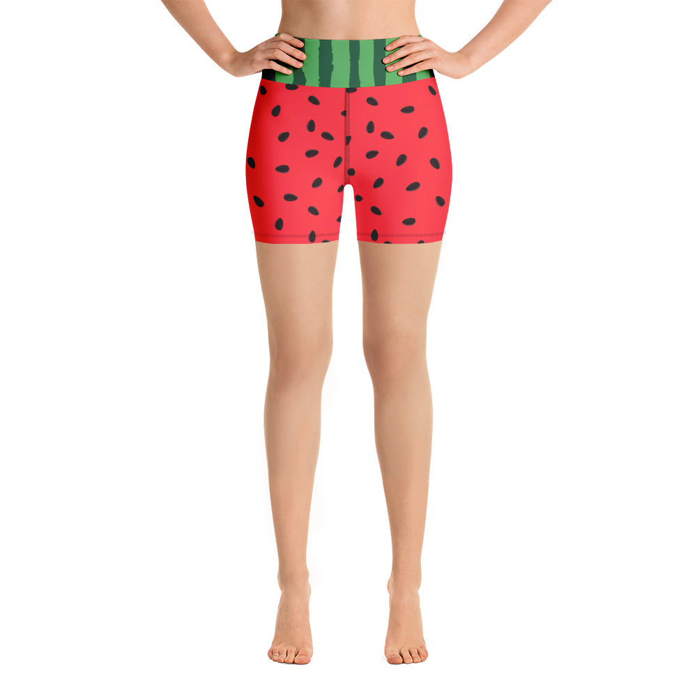 Women's Sweet Fruit Juicy Watermelon Slice Athletic Biker Shorts Front
