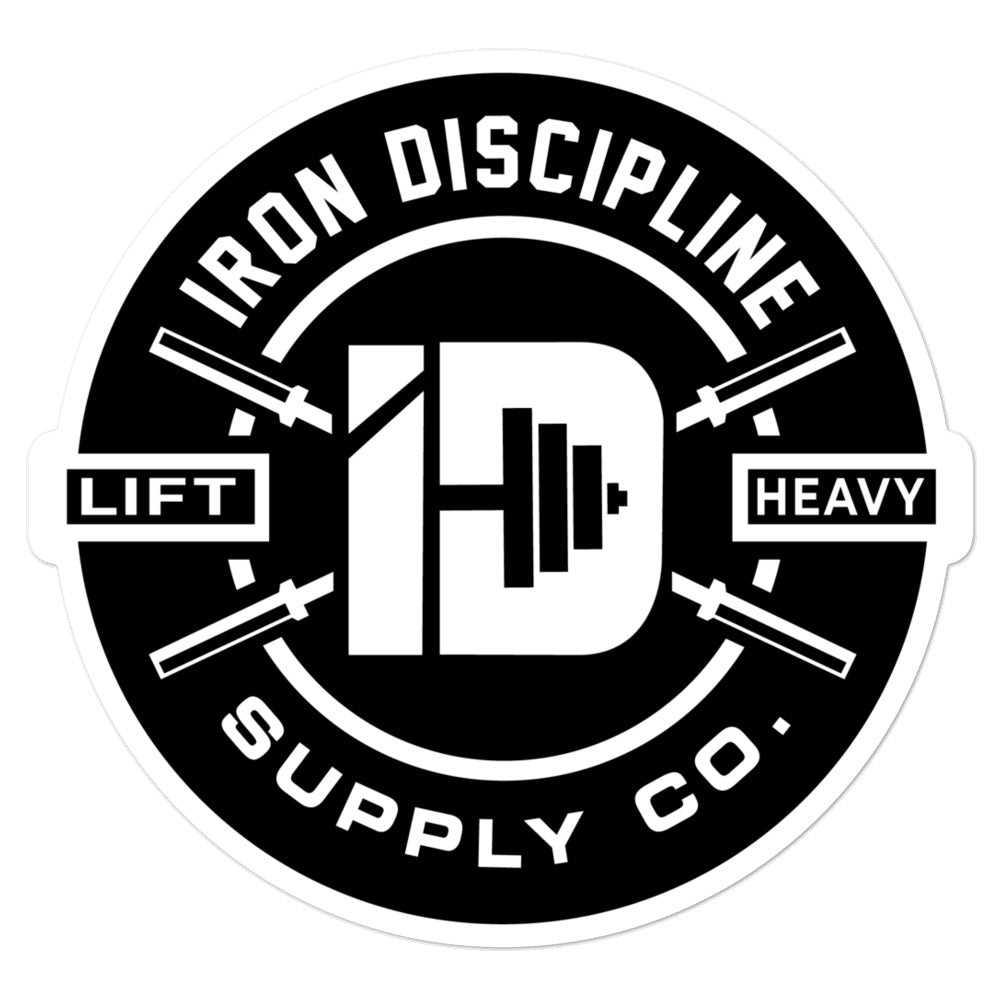 Iron Discipline Supply Co. Medallion Black Vinyl Laptop Car Sticker Large