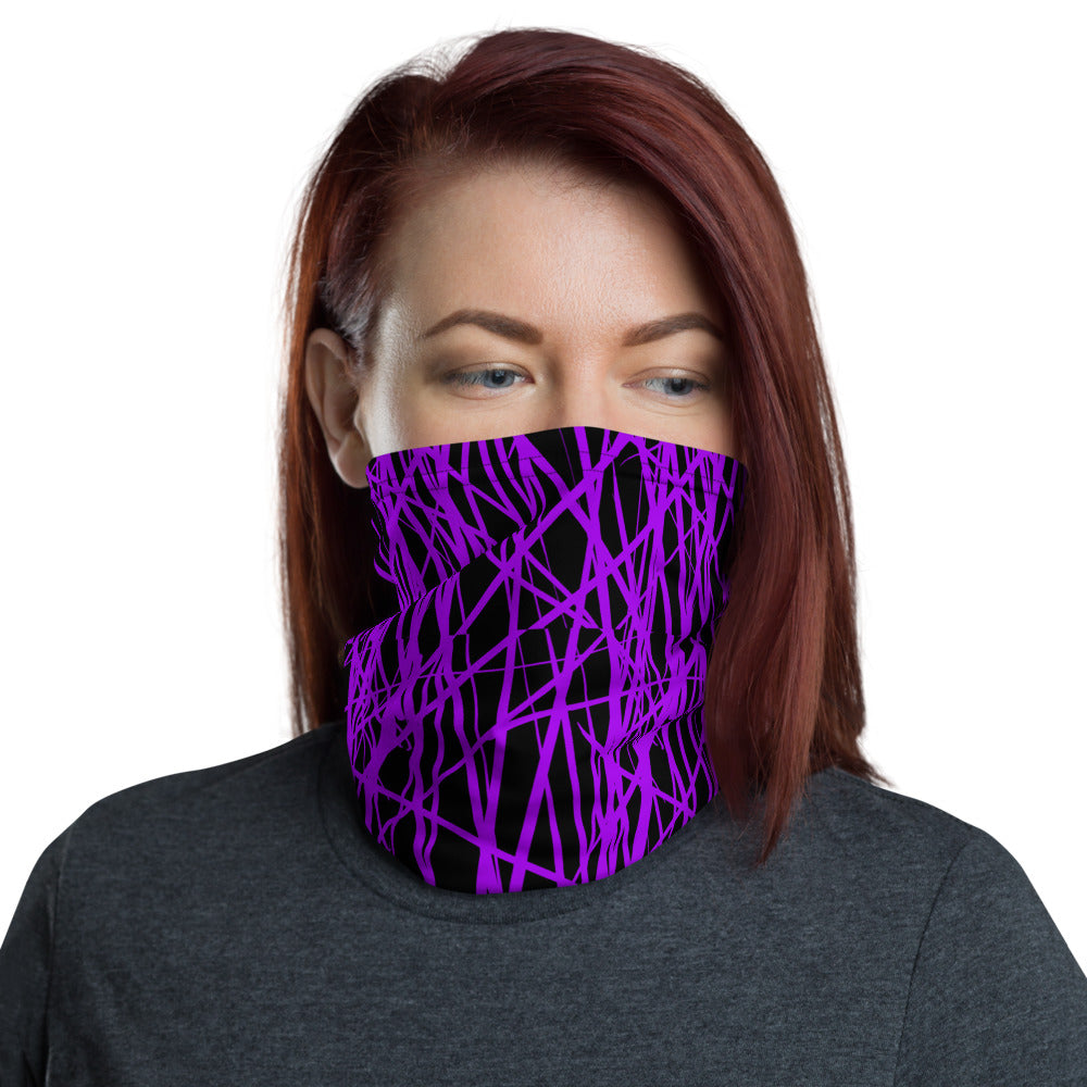 Purple Graffiti Grunge Lines Multifunctional Headband Neck Gaiter