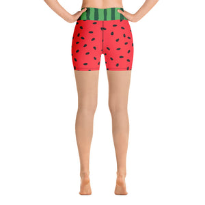 Women's Sweet Fruit Juicy Watermelon Slice Athletic Biker Shorts Back Side