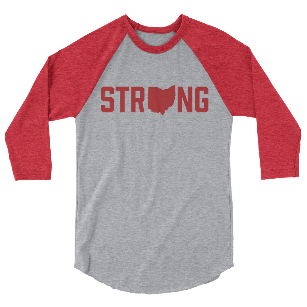 Ohio State Home Strong Fitness Scarlet Grey Unisex 3/4 Sleeve Raglan Shirt
