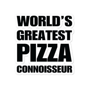 Funny World's Greatest Pizza Connoisseur Die-Cut Vinyl Sticker Medium