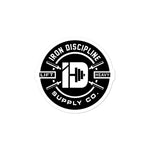 Iron Discipline Supply Co. Medallion Black Vinyl Laptop Car Sticker Small