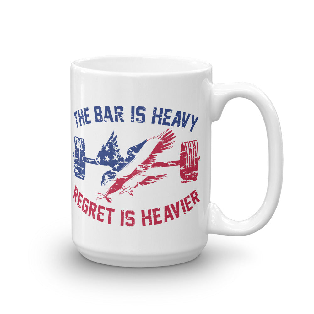Bar Is Heavy Regret Is Heavier USA Fitness WOD Gym Coffee Mug 15Oz Large Right