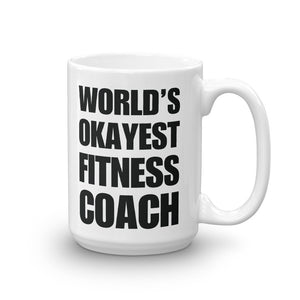 Funny World's Okayest Fitness Coach Large 15Oz Coffee Mug Left