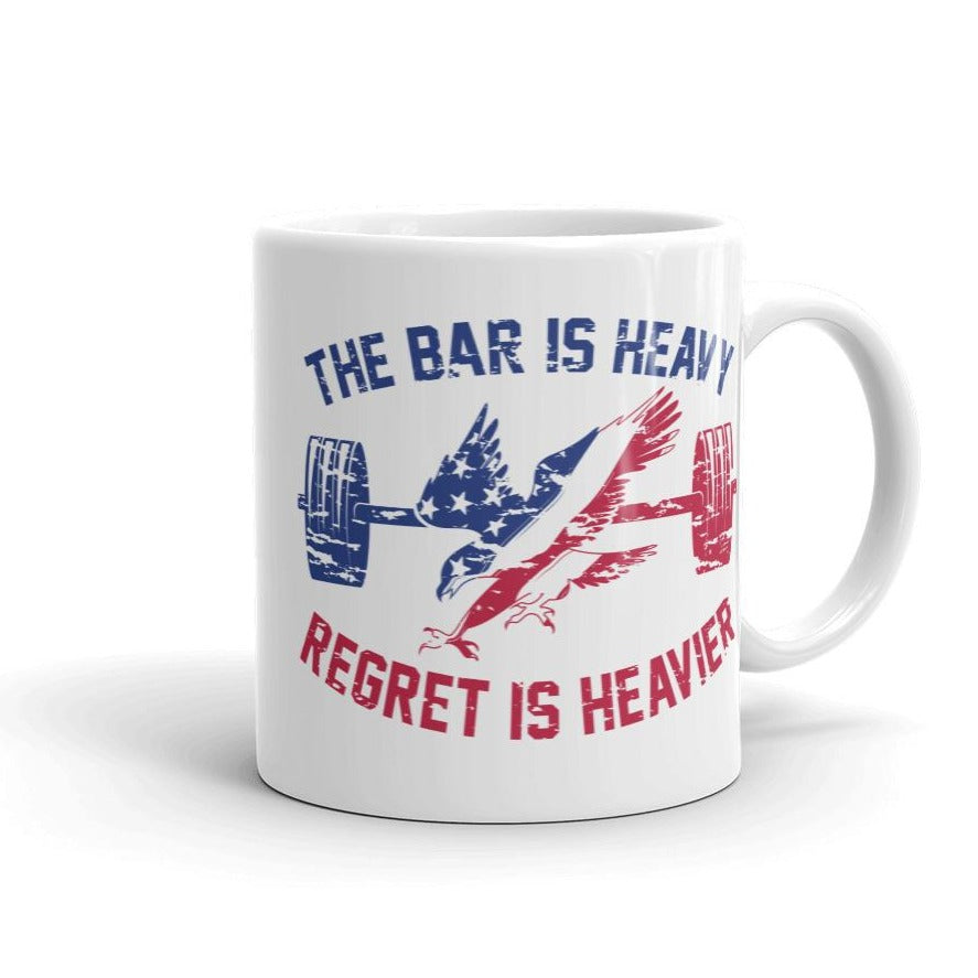 Bar Is Heavy Regret Is Heavier USA Fitness WOD Gym Coffee Mug 11Oz Small Right Left