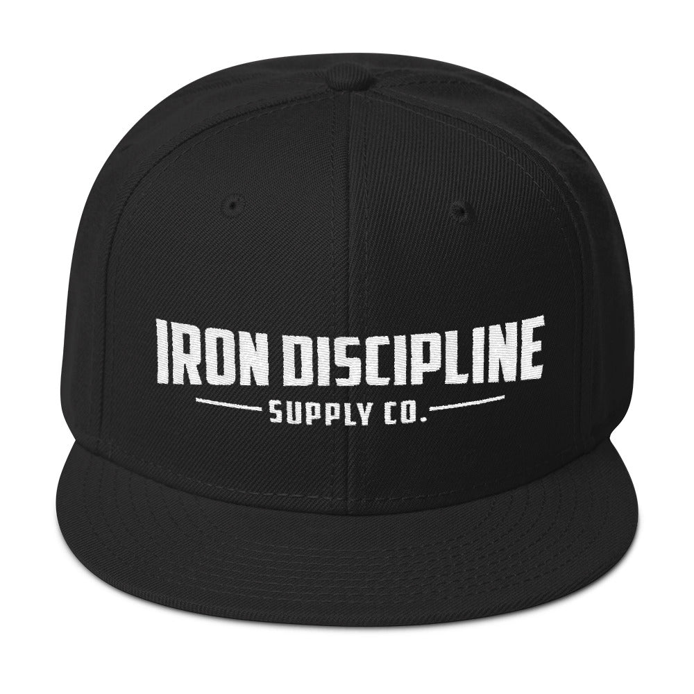 Unisex Iron Discipline Horizontal Logo Gym WOD Snapback Black Hat 