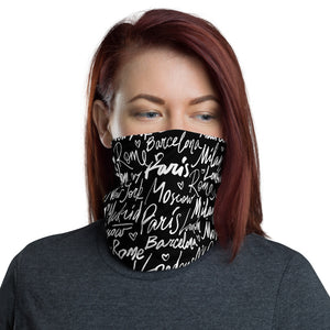 World Fashion Cities Calligraphy Multifunctional Headband Neck Gaiter