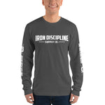 Iron Discipline Classic Horizontal Unisex Long Sleeve Fitness TShirt Front Grey