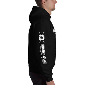 Iron Discipline Unisex Classic Horizontal Hoodie Fitness Sweatshirt Right Side Black