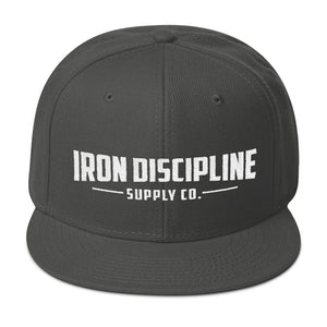 Unisex Iron Discipline Horizontal Logo Gym WOD Snapback Solid Grey Hat