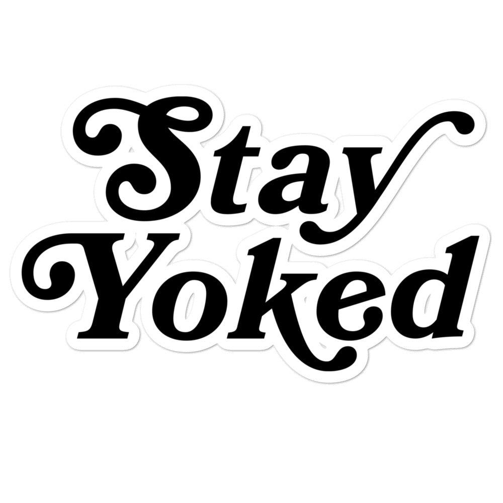 Stay Yoked Bodybuilder Die-Cut Vinyl Laptop Bumper Sticker Large