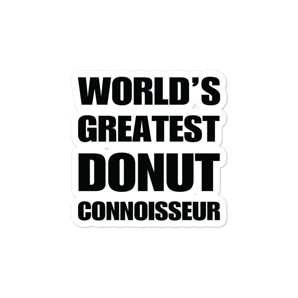 Funny World's Greatest Donut Connoisseur Die-Cut Vinyl Sticker Small