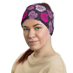 Pink Abstract Roses Multifunctional Headband Neck Gaiter