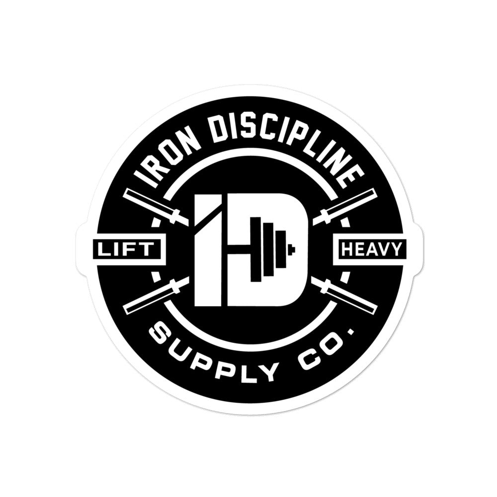 Iron Discipline Supply Co. Medallion Black Vinyl Laptop Car Sticker Medium