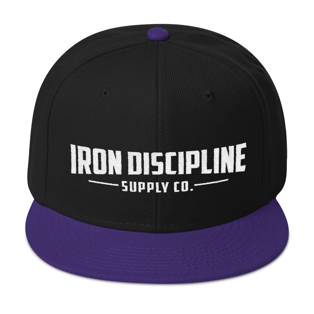 Unisex Iron Discipline Horizontal Logo Gym WOD Snapback Black Purple Hat
