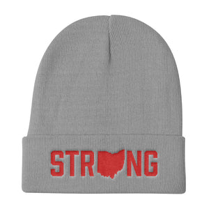 Unisex Ohio State Strong Home WOD Winter Cuffed Knit Grey Red Beanie