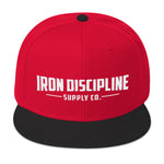 Unisex Iron Discipline Horizontal Logo Gym WOD Snapback Red Black Hat