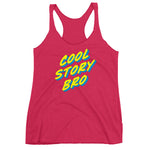 Women's Cool Story Bro Pink Tri-Blend Racerback Fitness Tank Top Front