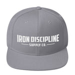 Unisex Iron Discipline Horizontal Big Head Gym WOD Snapback Solid Grey Hat