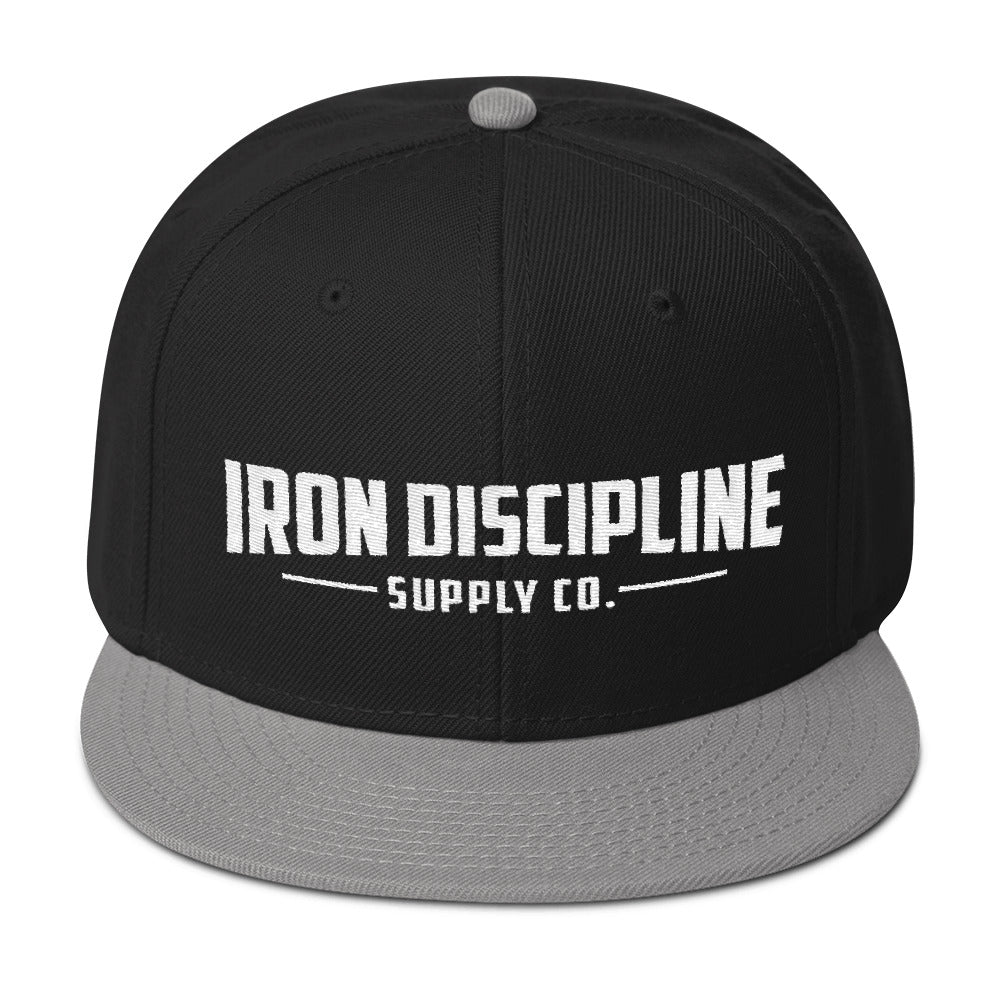 Unisex Iron Discipline Horizontal Logo Gym WOD Snapback Black Grey Hat