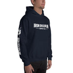 Iron Discipline Unisex Classic Horizontal Hoodie Fitness Sweatshirt Right Side Front Navy