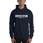 Iron Discipline Unisex Classic Horizontal Hoodie Fitness Sweatshirt Navy Front