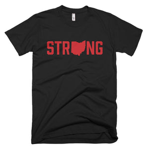 Black Red Ohio State Strong Gym Fitness Weightlifting Powerlifting CrossFit T-Shirt