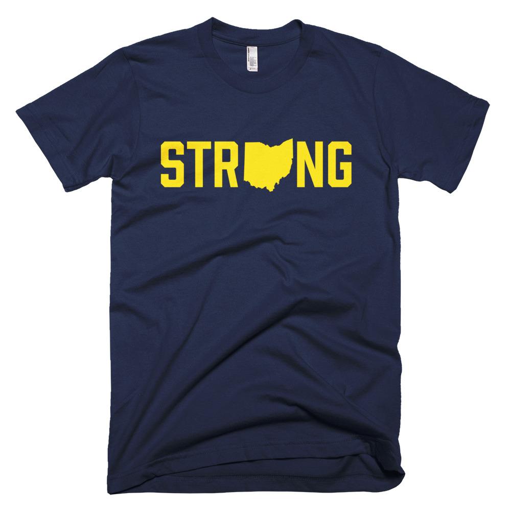 Blue Yellow Ohio State Strong Gym Fitness Weightlifting Powerlifting CrossFit T-Shirt
