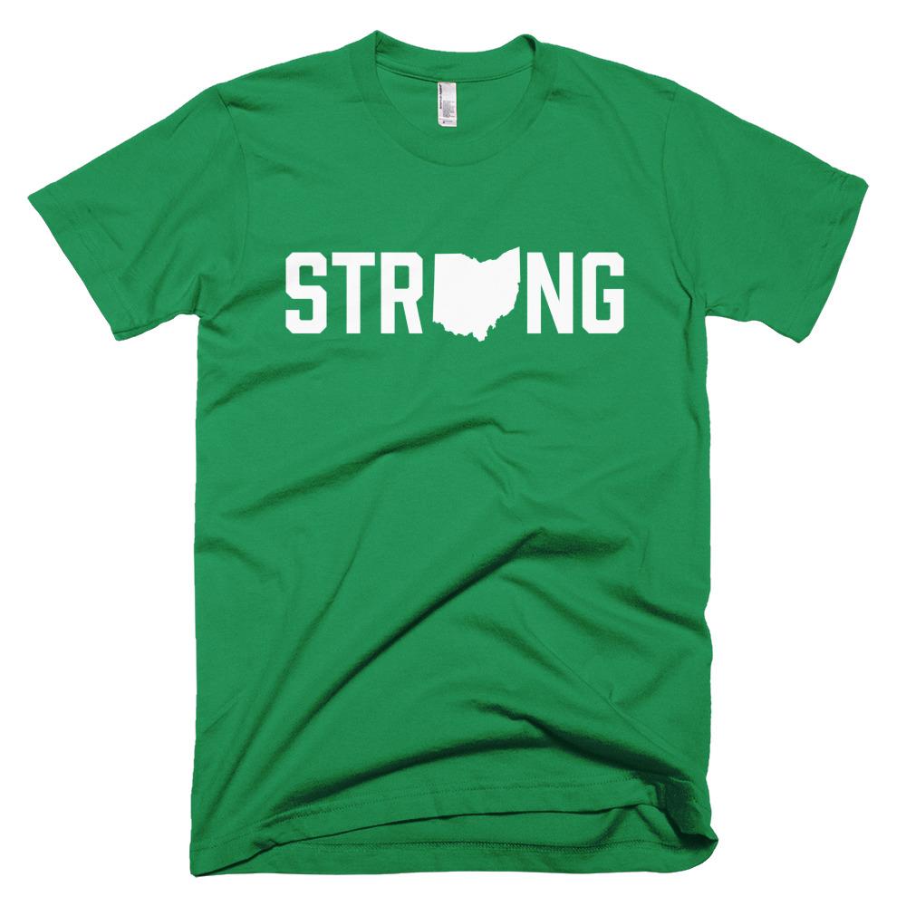 Green White Ohio State Strong Gym Fitness Weightlifting Powerlifting CrossFit T-Shirt