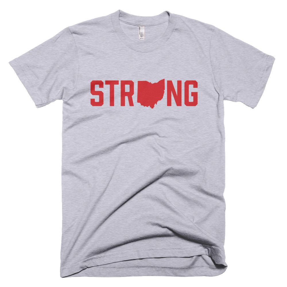 Grey Scarlet Ohio State Strong Gym Fitness Weightlifting Powerlifting CrossFit T-Shirt