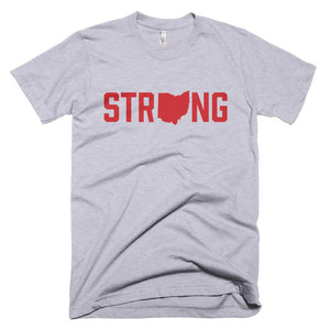 Grey Scarlet Ohio State Strong Gym Fitness Weightlifting Powerlifting CrossFit T-Shirt