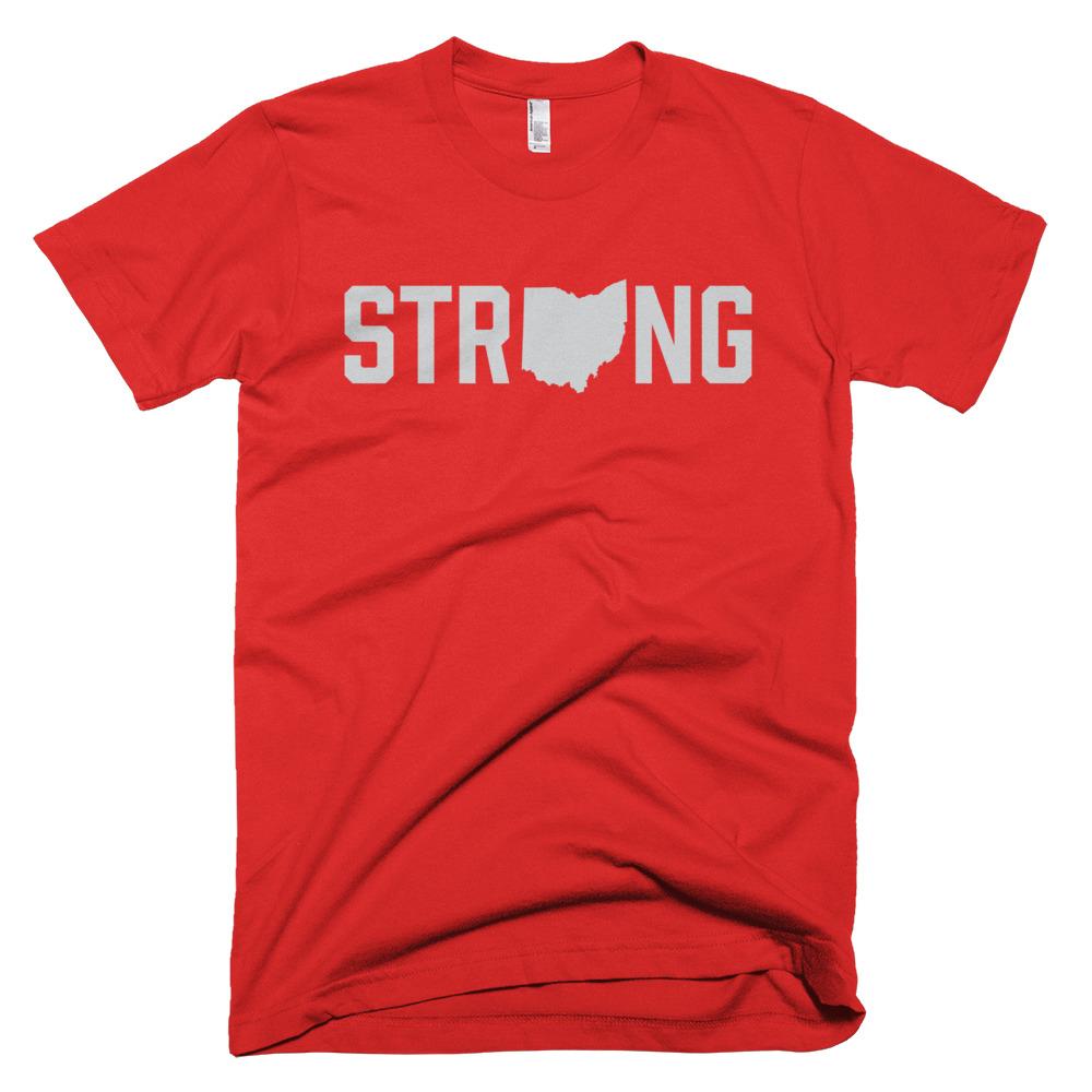 Scarlet Grey Ohio State Strong Gym Fitness Weightlifting Powerlifting CrossFit T-Shirt